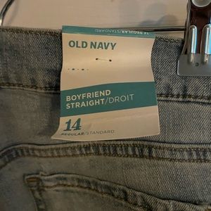 Old Navy boyfriend straight jean capris NWT faded distressed size 14